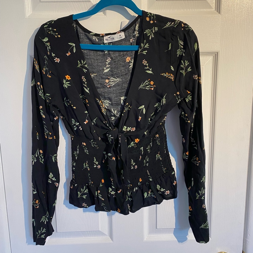 Hollister floral black blouse
